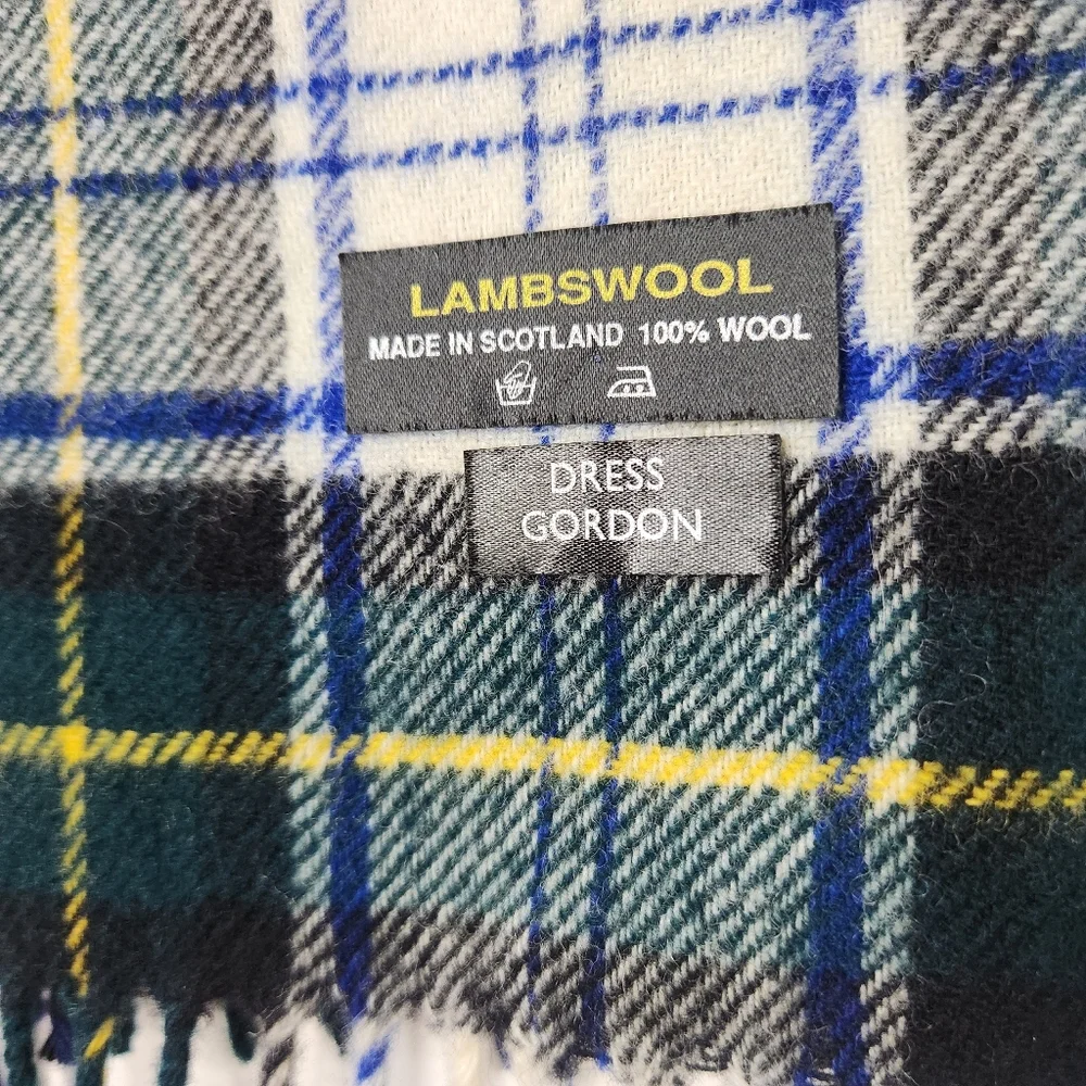 Dress Gordon Green Plaid 100% Wool Scotland Scarf Tartan